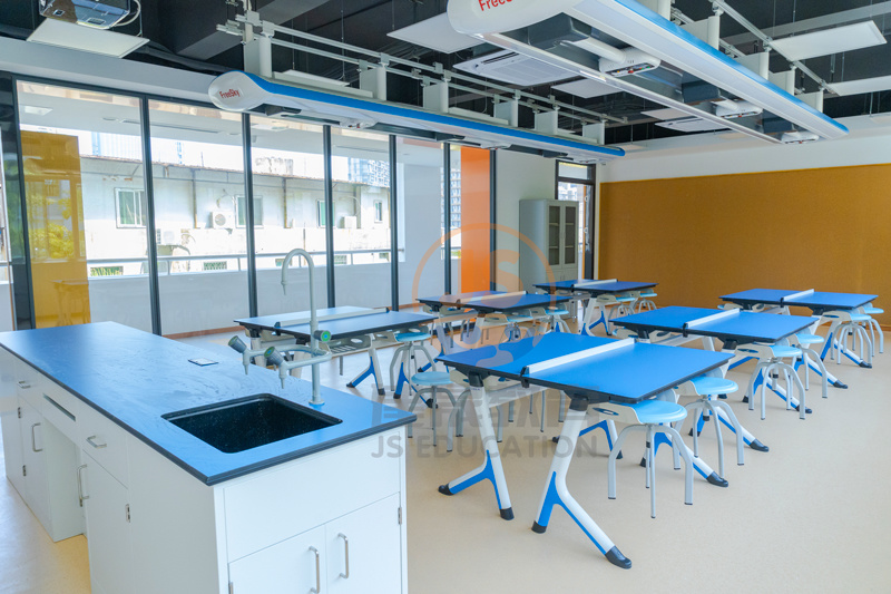 建晟家具合作项目——厦门协和双语学校课桌椅实验室桌椅案例