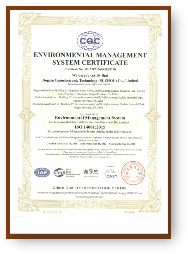 Environmental Management System Certificate