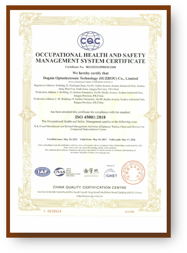 Occupational Health And Safety Mangement System Certificate