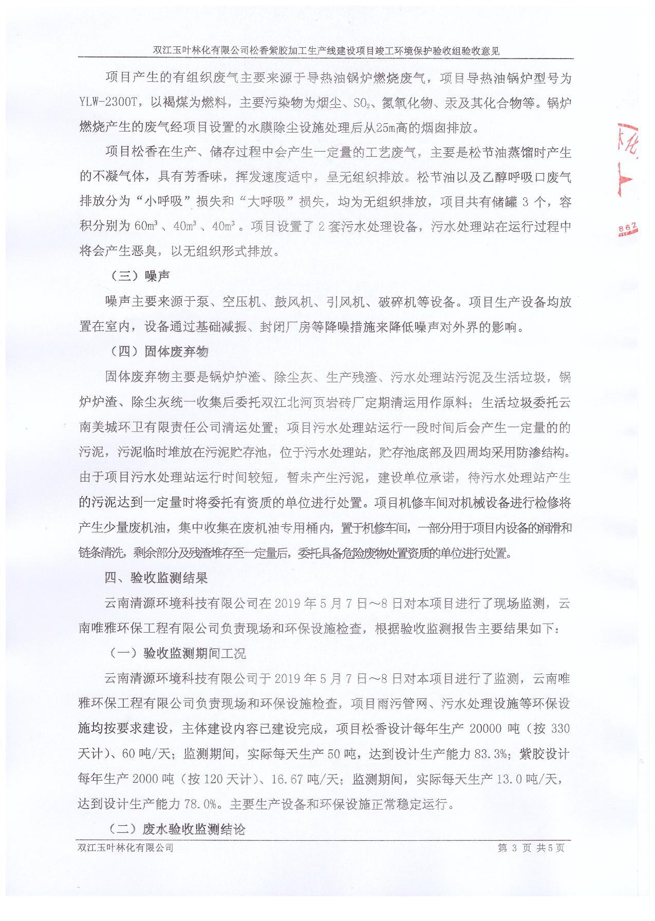 双江玉叶林化有限公司验收意见及签到表