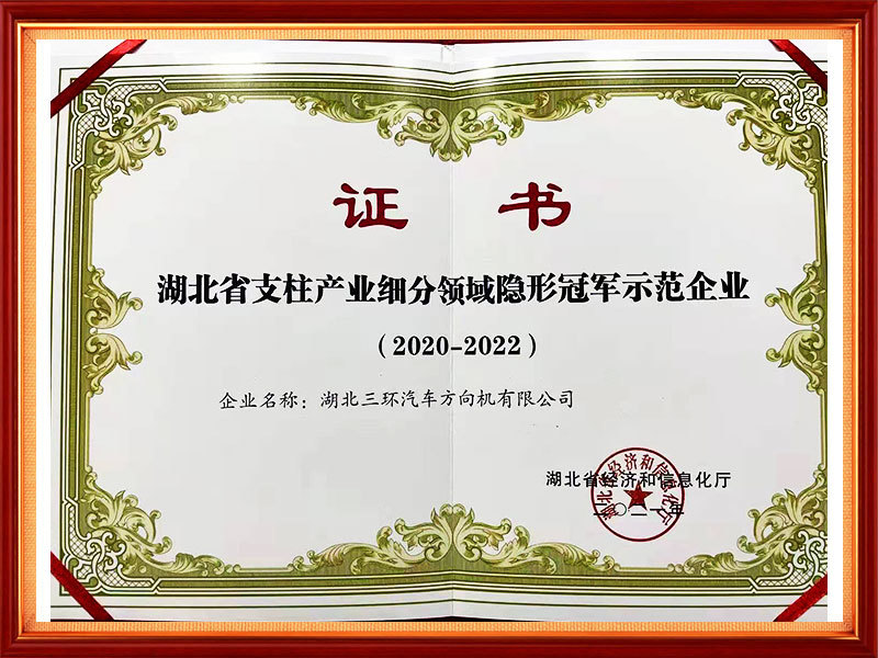 2021年 湖北省支柱产业细分领域隐形冠军示范企业（省级）