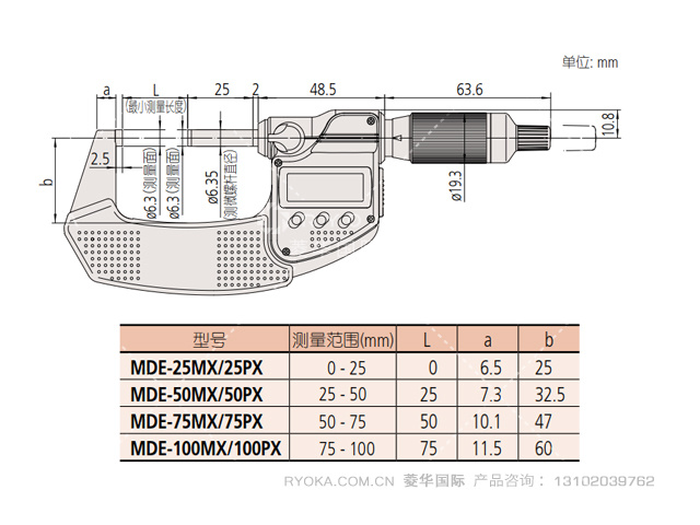 293-140-30 QuantuMike公制型IP65防冷却液快进千分尺 三丰Mitutoyo