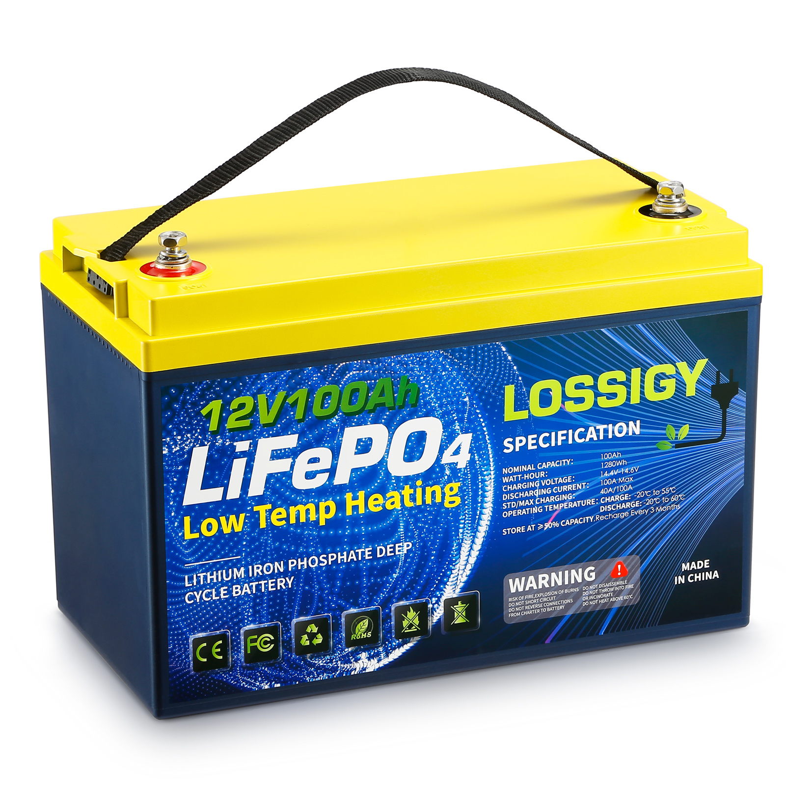 12V 100AH Lifepo4 Lithium Deep Cycle Battery(with Bluetooth), 10