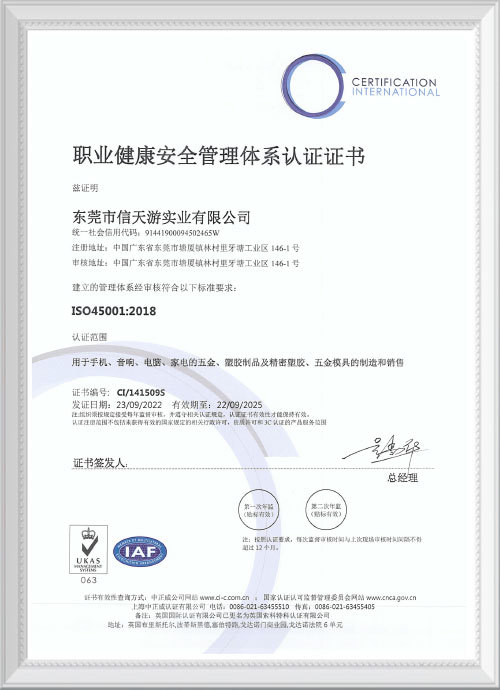 ISO45001 Occupational Health and safety management system certificate ISO45001 Occupational Health and safety management system certificate