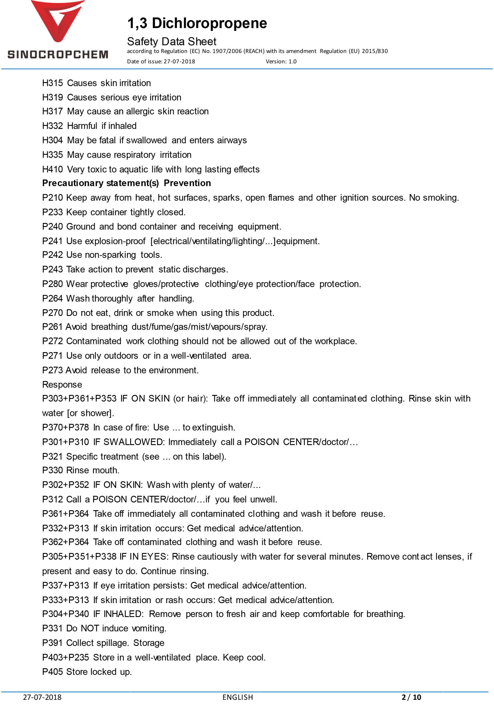 1, 3-DICHLOROPROPENE