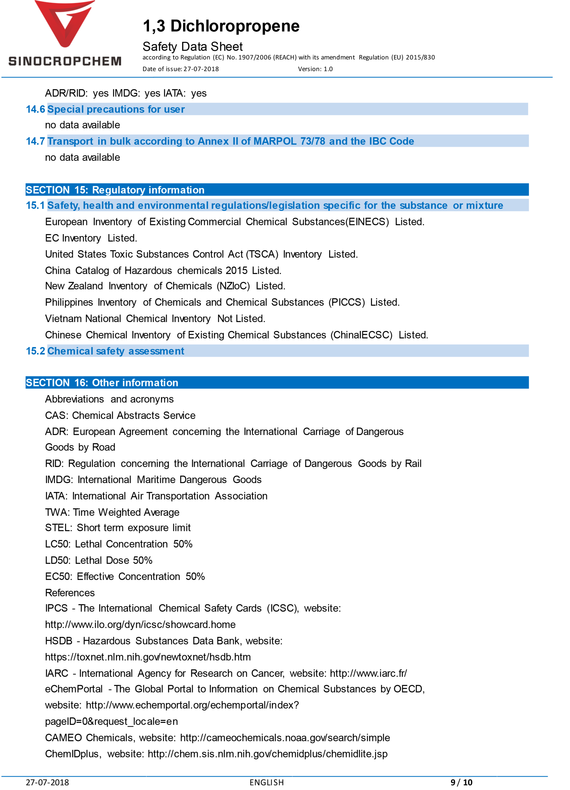 1, 3-DICHLOROPROPENE