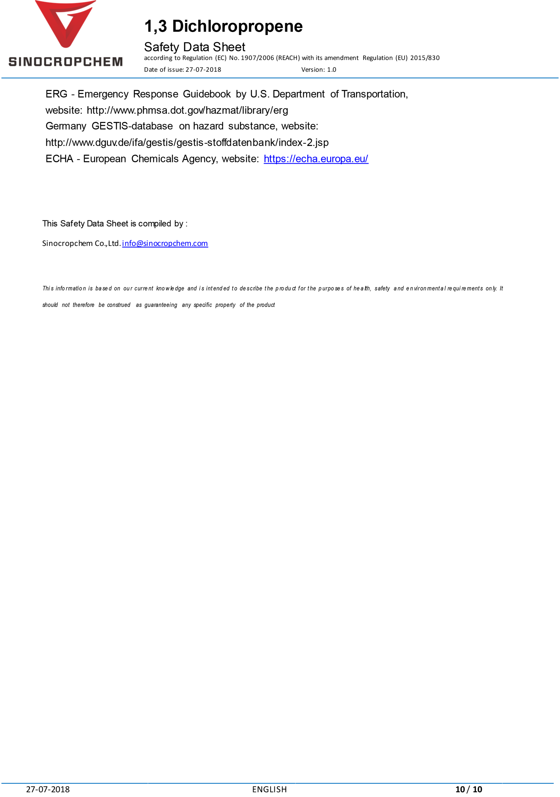 1, 3-DICHLOROPROPENE