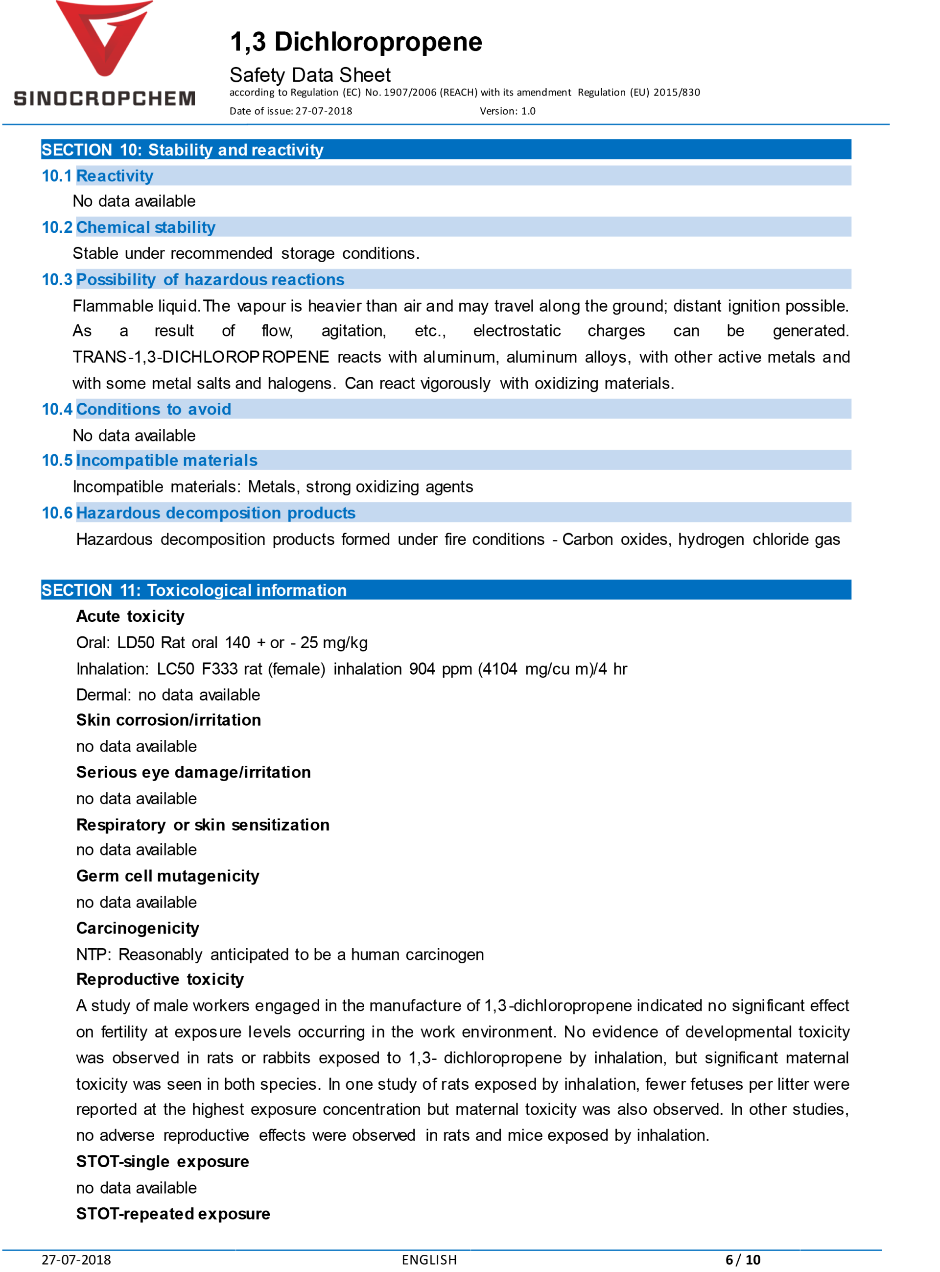 1, 3-DICHLOROPROPENE