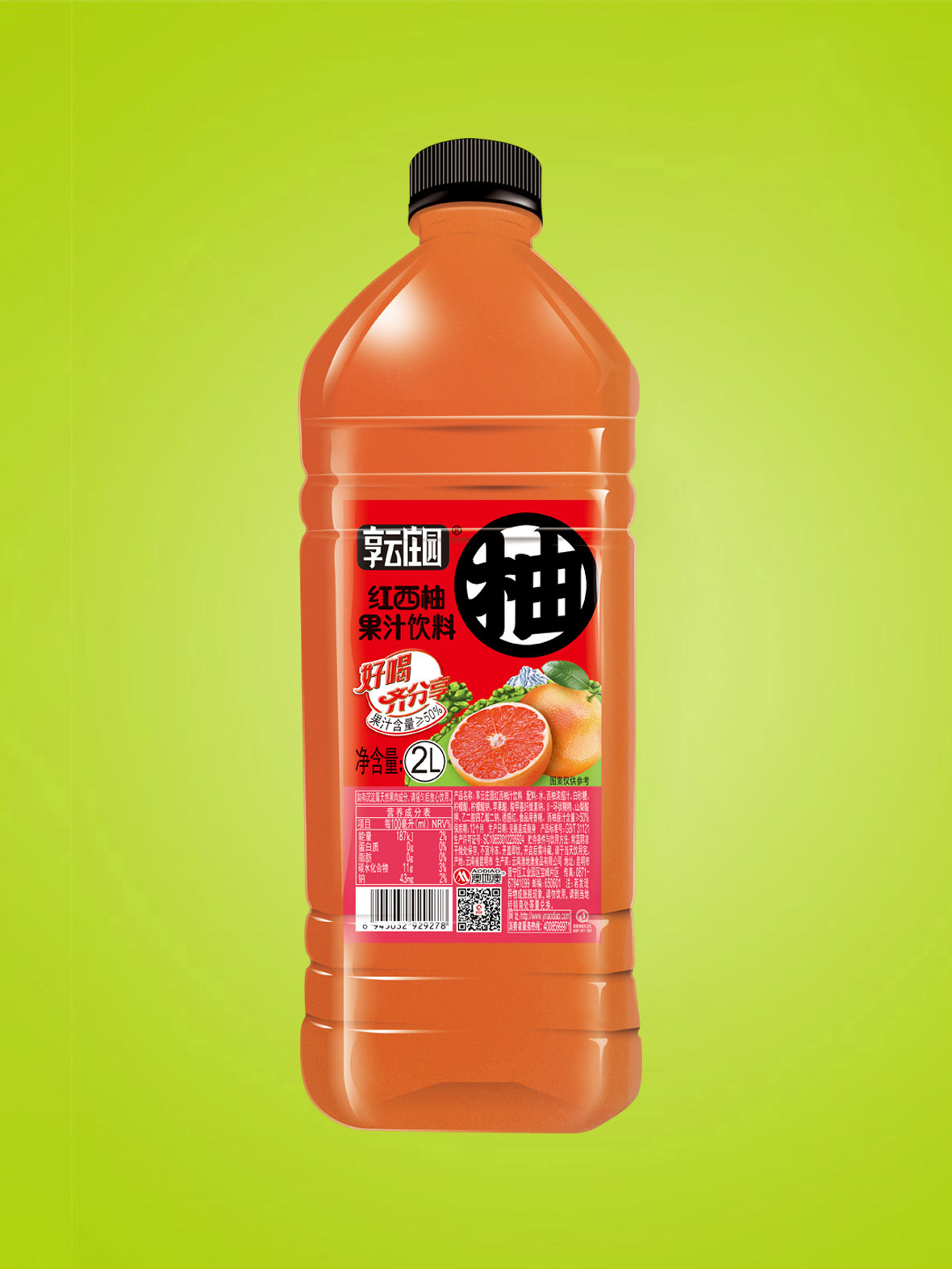 红西柚果汁饮料2L