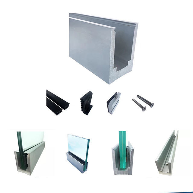 Hardware de barandilla sin marco de canal U de vidrio de aluminio