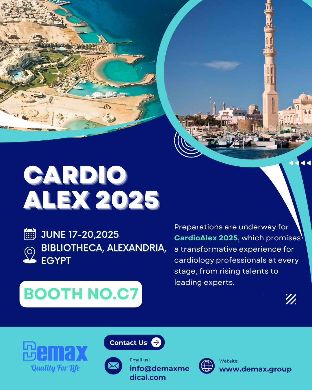 Embark on a Journey of Innovation: Demax at CardioAlex 2025， visit us at Booth C7