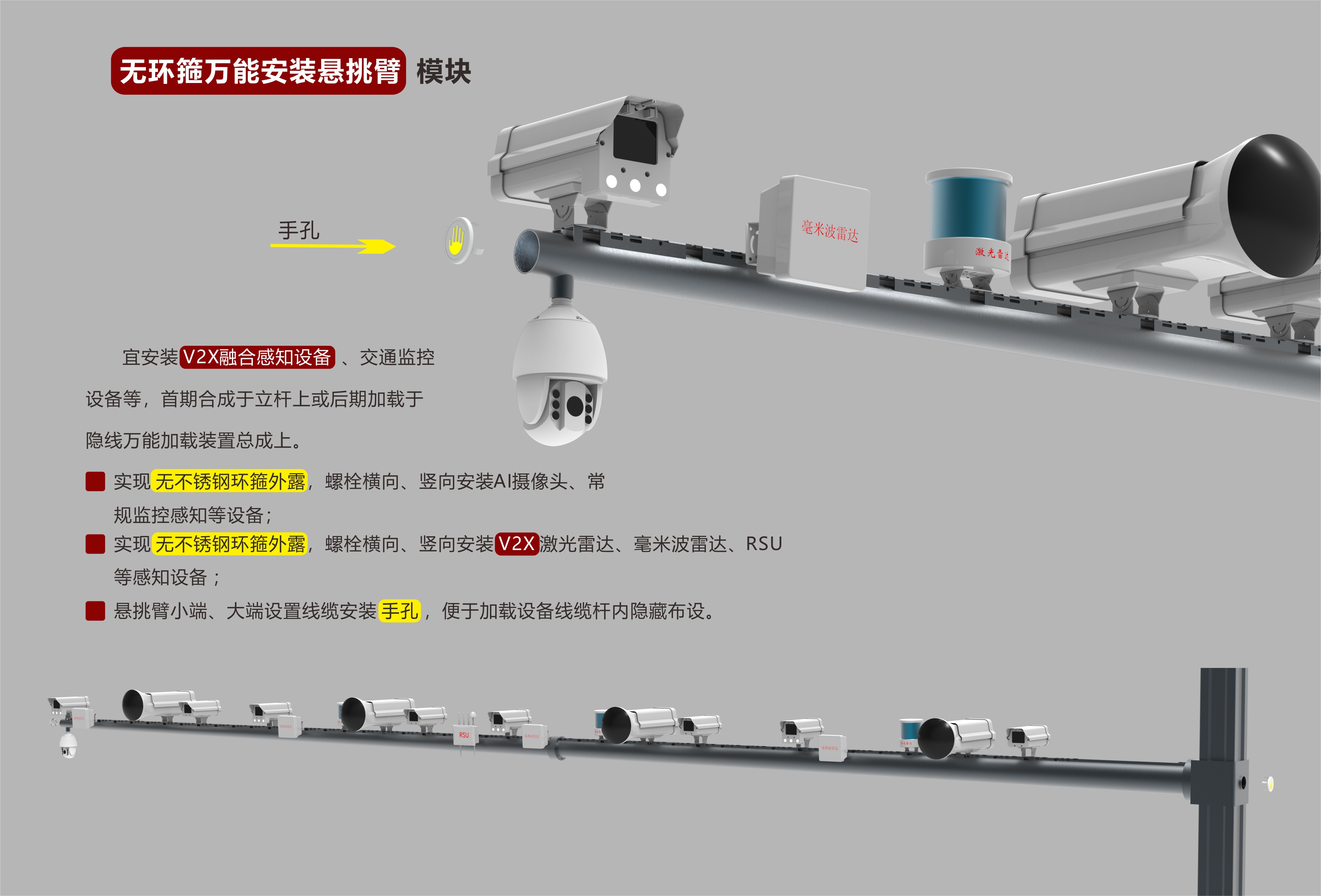 無環(huán)箍萬能安裝懸挑臂模塊