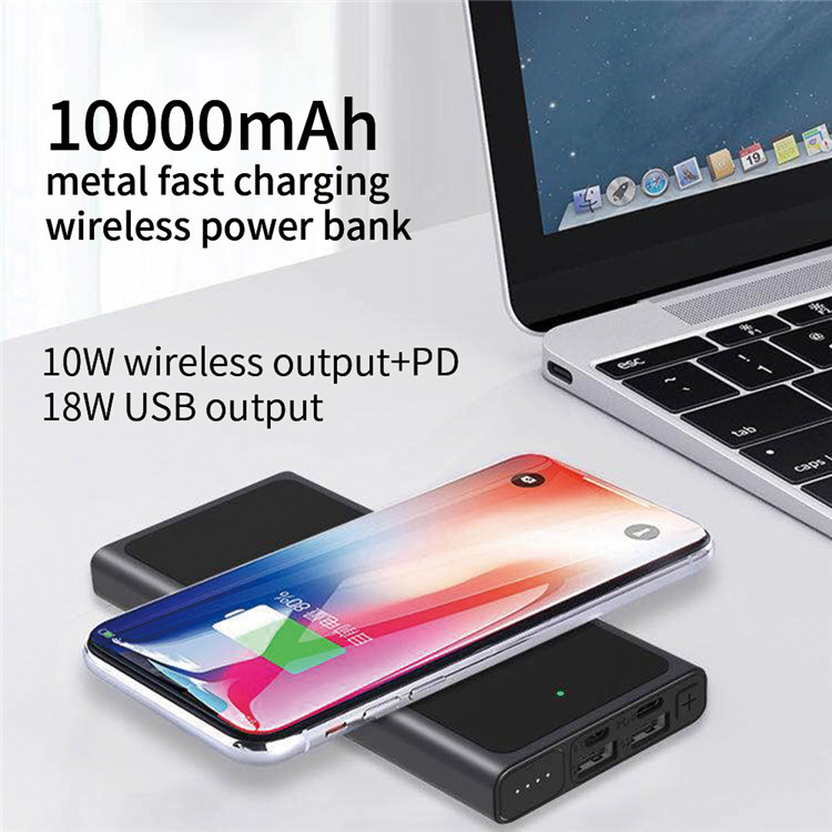 USB C 10000mAh PD Quick Charge Wireless Powerbank With Logo Custom