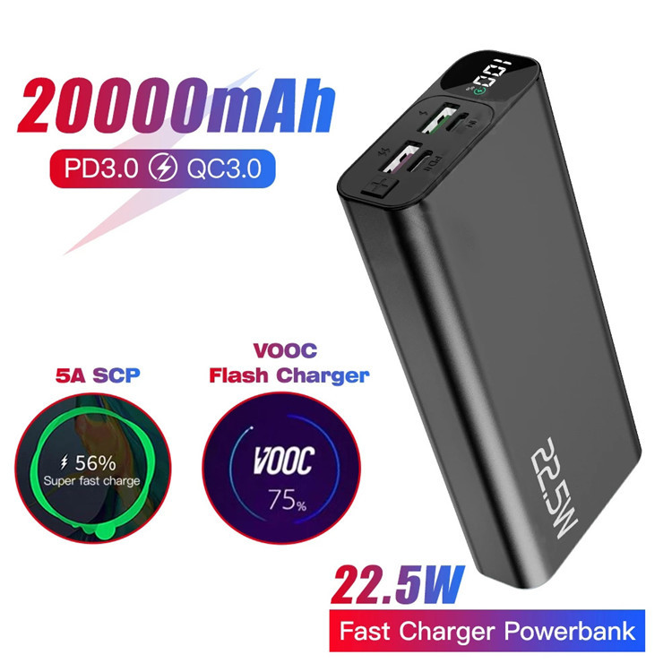 20000mAh PD Fast Charging Power Bank Portable Powerbank For Phone Tablet PC