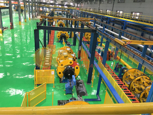 Offshore optical cable outer armor production line unit