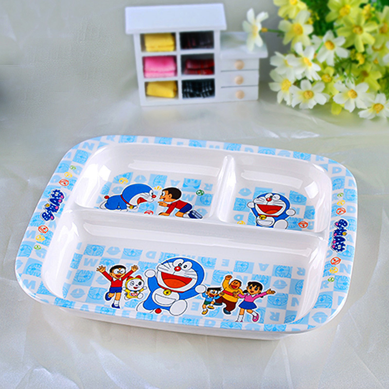 Doraemon children's three-grid plate