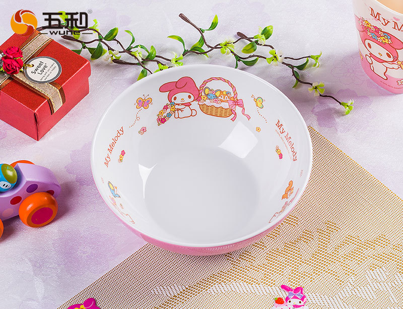 Wuhe Pure Melamine Tableware Melody Two-Color Bowl