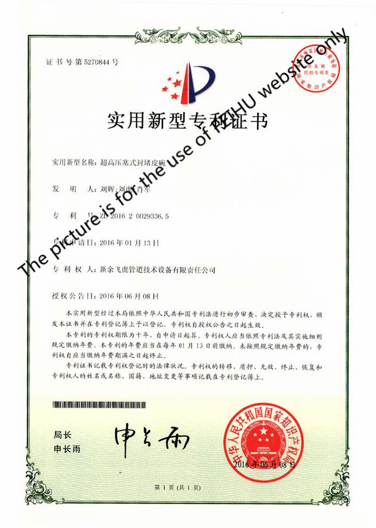 Honor---patent of Ultrahigh pressure suspended sealing element