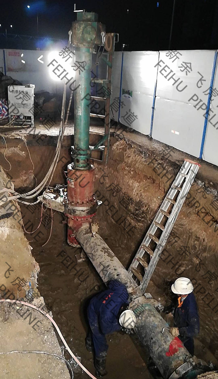 hot tap & line stop on 16-inch gas pipeline for pipe section replacement 