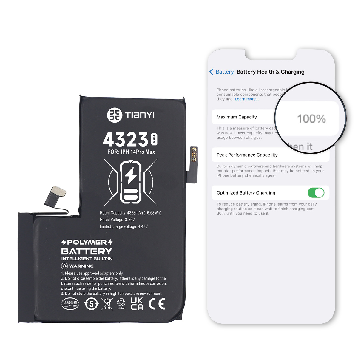 TianYi IPhone 14 Battery Show Battery's Health And Best For Refurbished Phones