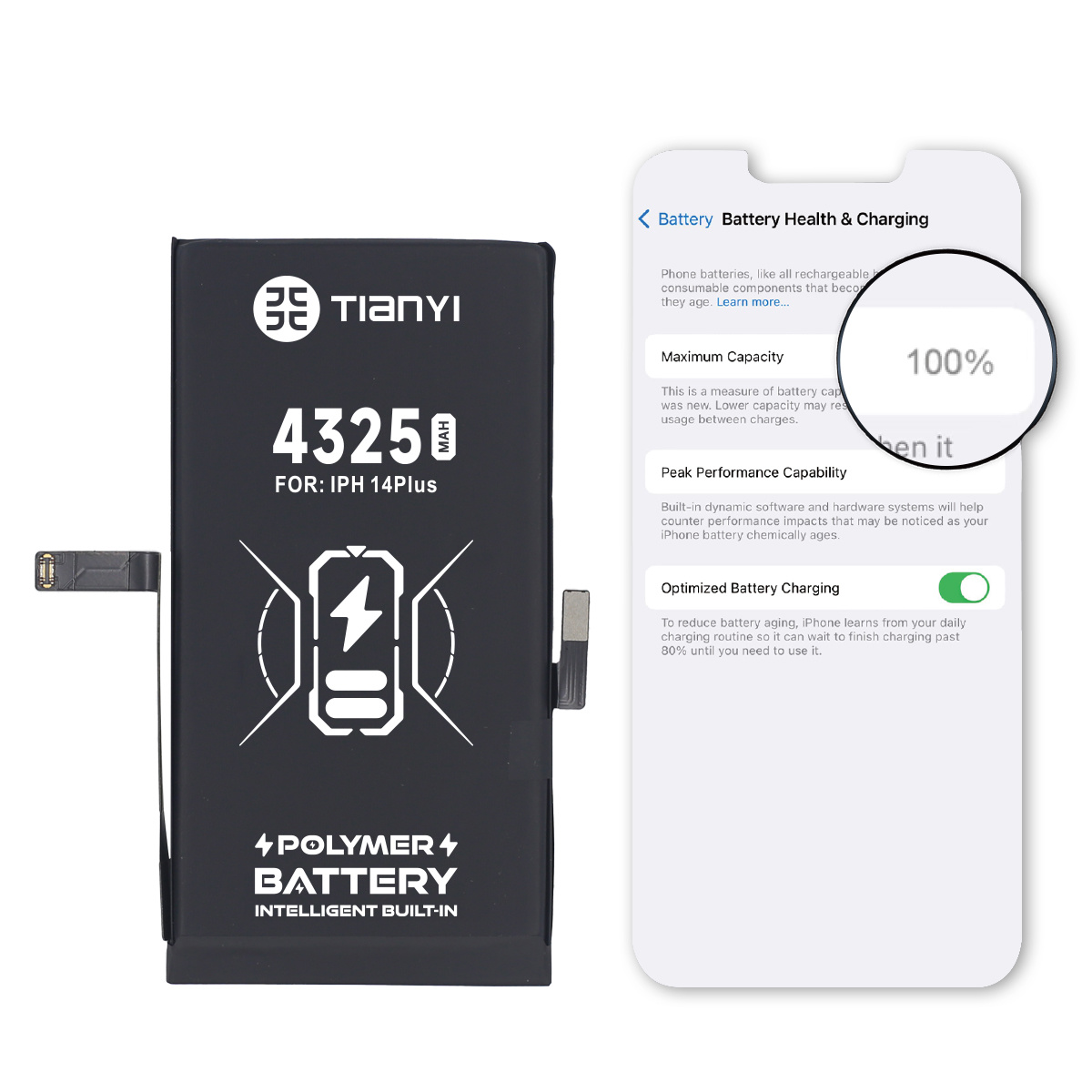 Original Quality IPhone 14 Plus Battery 4325mAh Show Battery's Health
