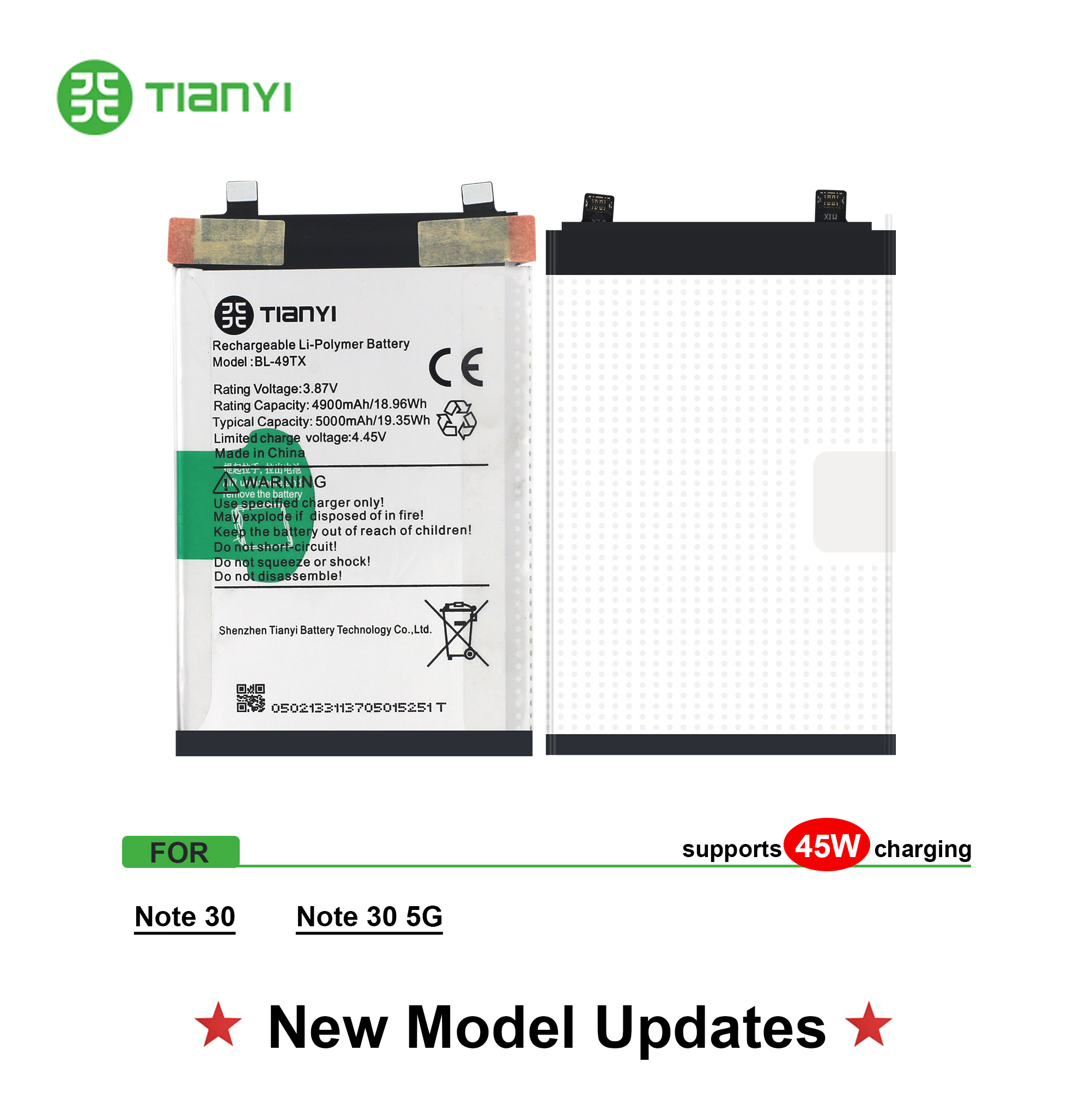 Best BL-49TX Battery Mobile Phone Wholesale Infinix Note 30 5G Tianyi Battery OEM Sales Mobile Phone Battery