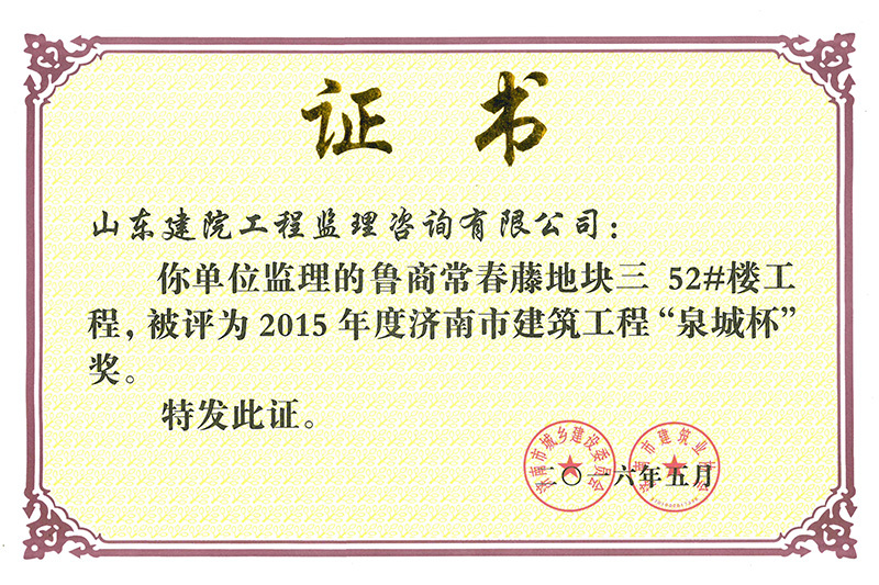 2015年泉城杯常春藤52#樓
