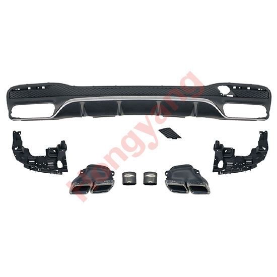 X166-(2016-2019) Upgrade To GLS63-(2016-2019) Rear Diffuser With Exhaust Pipe(Silver)
