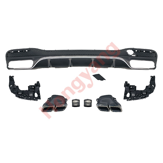 W166-(2016-2019) Upgrade To GLE63-(2016-2019) Rear Diffuser With Exhaust Pipe Assy(Silver)