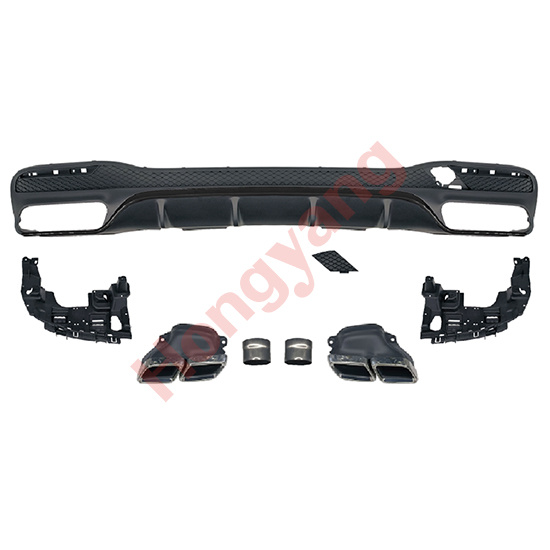 X166-(2016-2019) Upgrade To GLS63-(2016-2019) Rear Diffuser With Exhaust Pipe(Black)