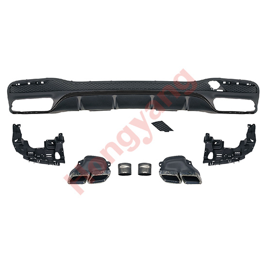 W166-(2016-2019) Upgrade To GLE63-(2016-2019) Rear Diffuser With Exhaust Pipe Assy(Black)