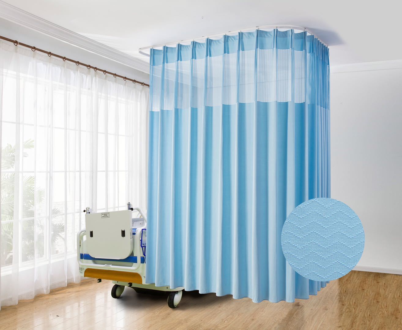 Hot selling manufacturer of flame-retardant and anti-static 190g 320g polyester medical curtains for hospital