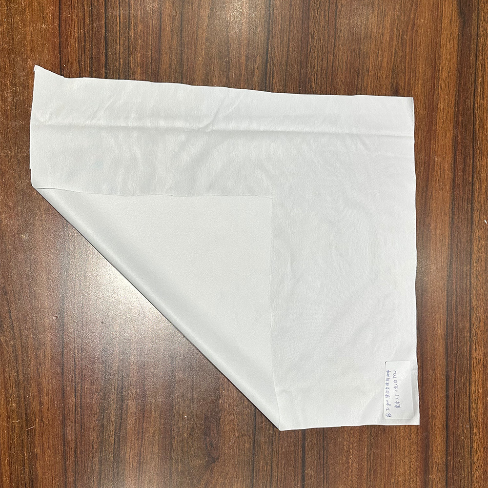90 gsm brushed pongee fabric composite 1.5s milky white TPU film fabric