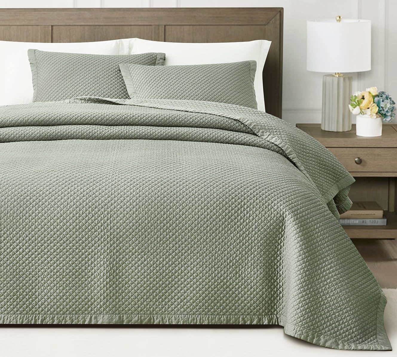 White Diamond Stitch Quilt Silky Smooth Soft Breathable 250GSM Cotton Filling 100% Tencel Lyocell Quilt Set for All Seasons
