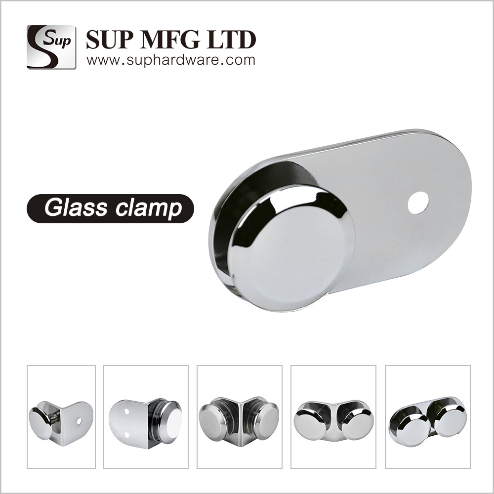 FC250-2 Brass glass clamp sliding door round style glass fixed clip