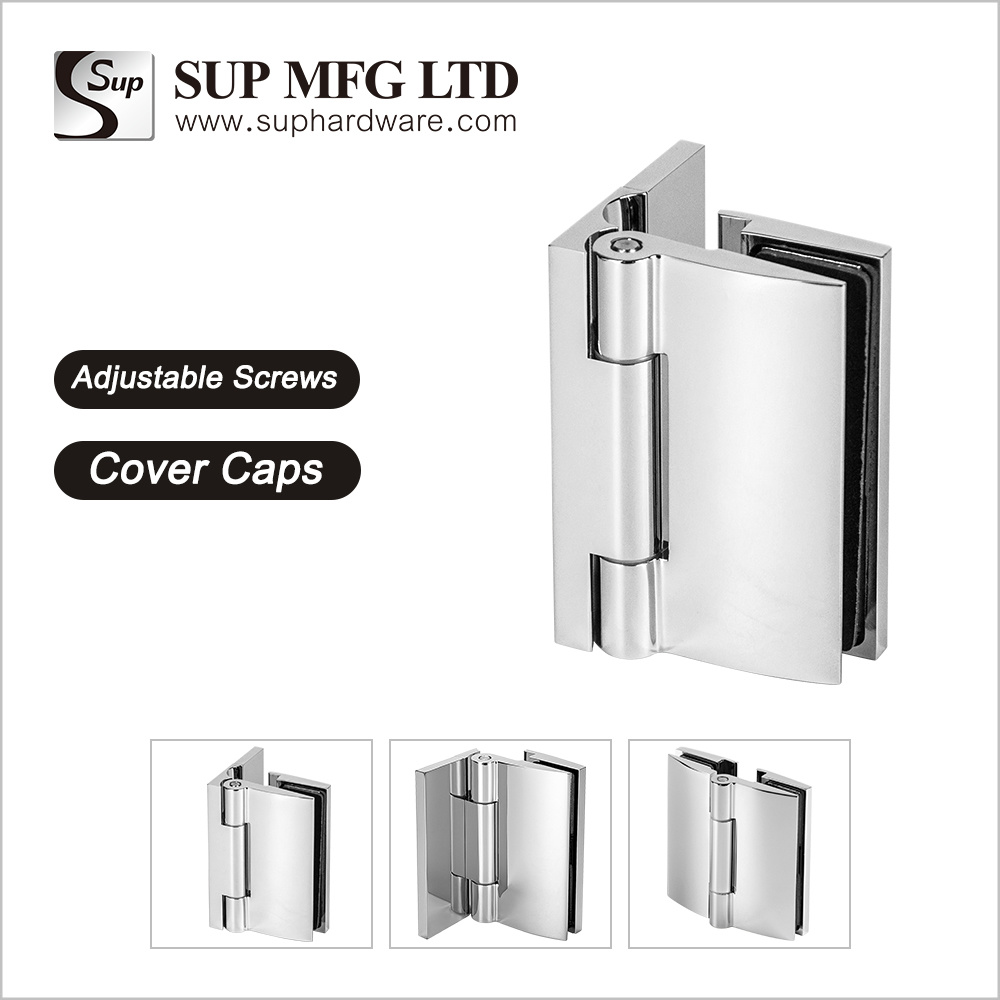 GHWC4XX Brass glass door adjustable bifold shower hinge with covers
