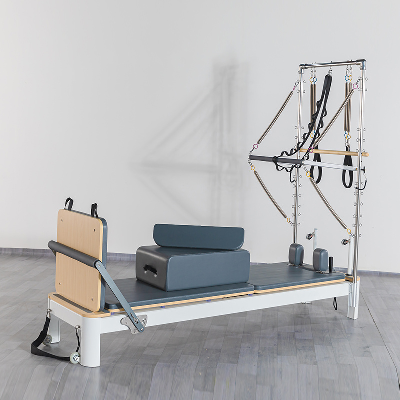 MC-PL1004B High Quality Customized Color Fourth-Generation Yoga Studio Aluminum Alloy Pilates Reformer With Half Tower