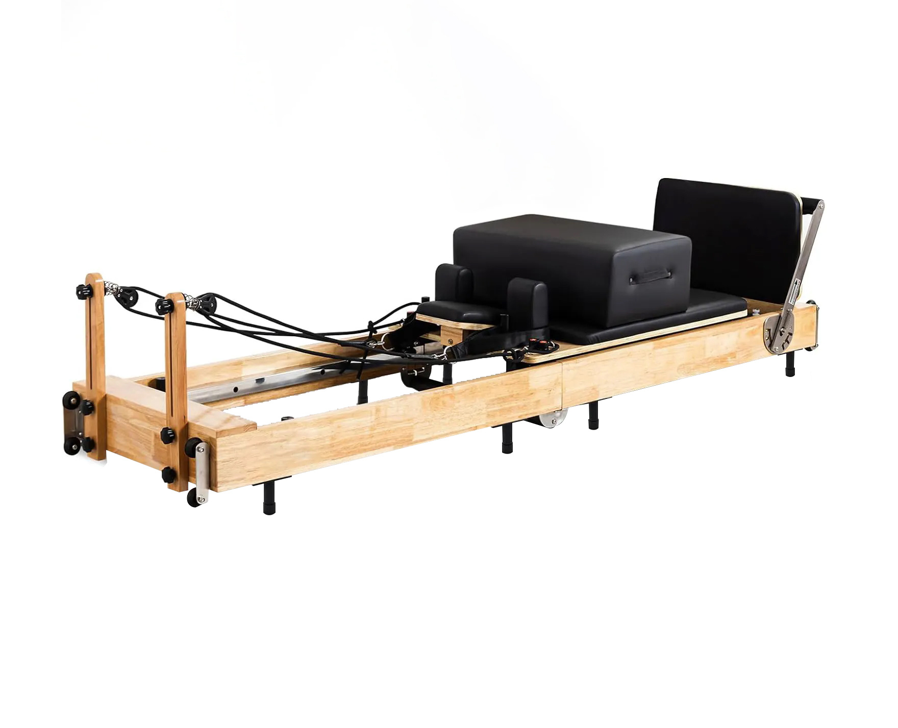 MC-PX008  Oak wooden folding pilates reformer with carbon steel legs