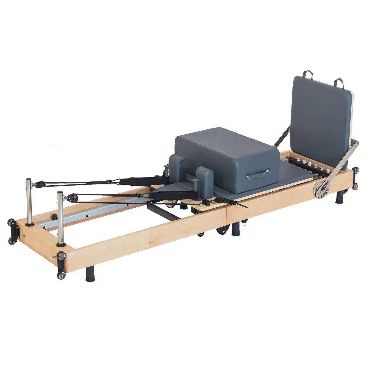 MC-PF007  Maple  Wooden Folding Pilates Reformer With Nylon Legs High Quality Portable Home Folding Pilates Reformer