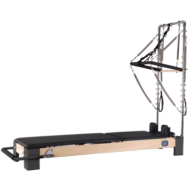 MC-PJ002  Beech wooden aluminum alloy legs pilates reformer with half tower