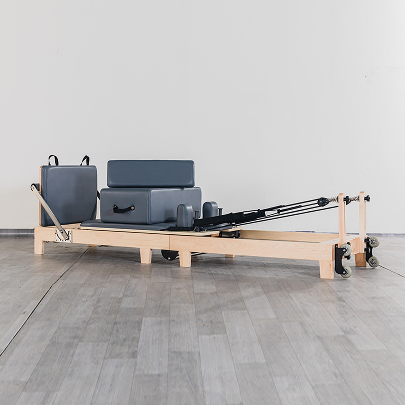 MC-PF003 Maple Wooden  Folding Pilates Reformer Folding Wooden Pilates Reformer Home Use Workouts Pilates Reformer