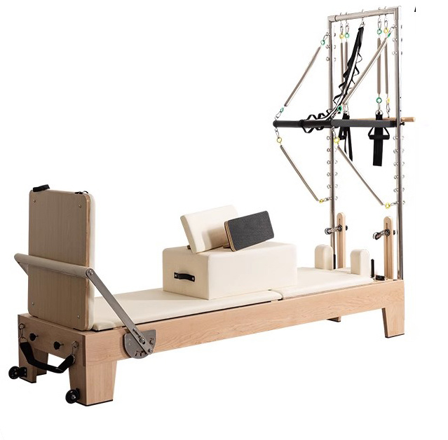 MC-PF001B  Multi-Functional commercial studio home use durable machine natural Maple Wood Pilates Reformer  With  Half Tower