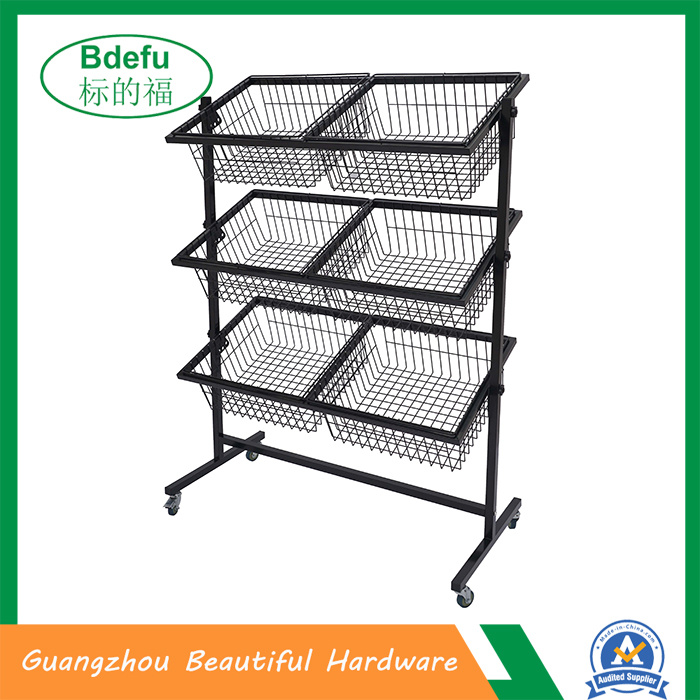 Free moving 6 baskets display stand