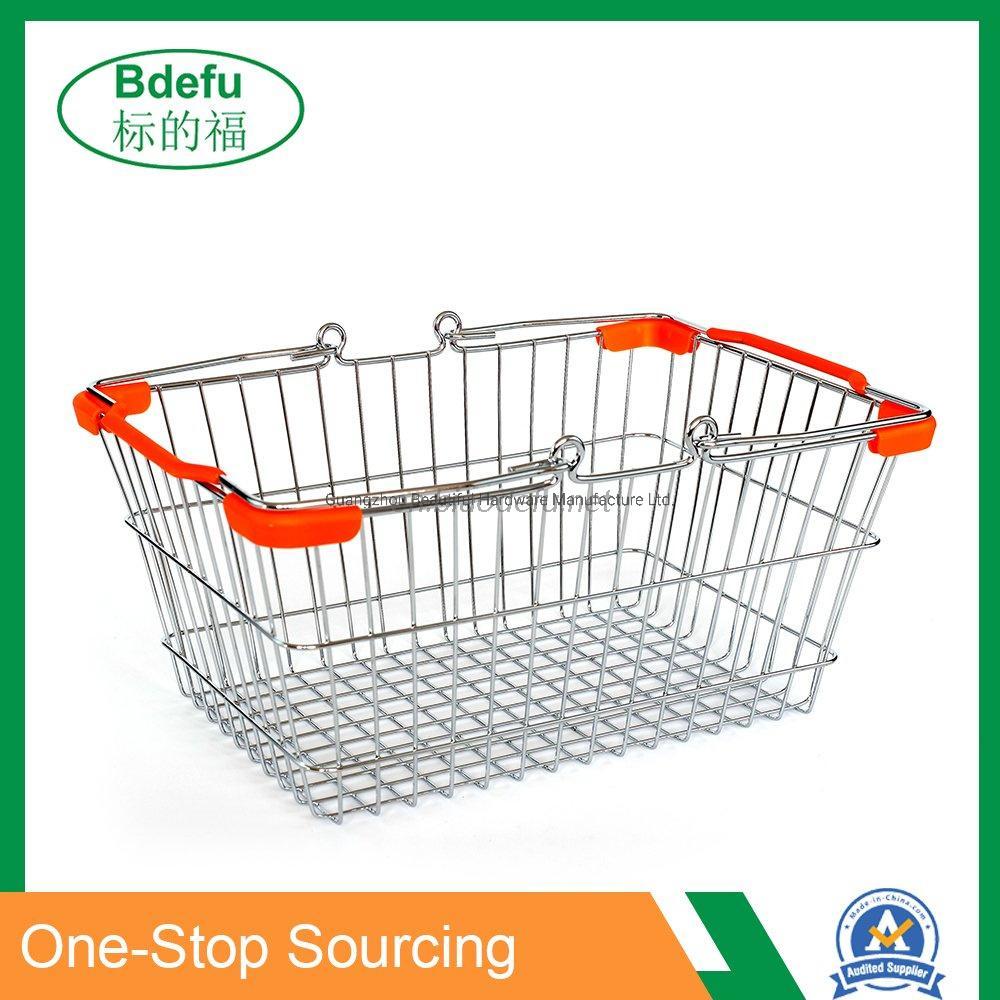 Red shopping basket with handles