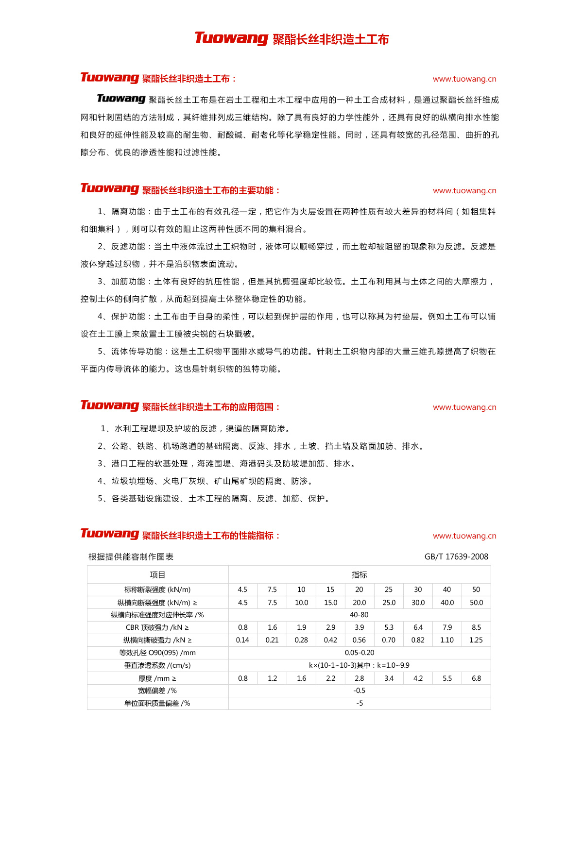 聚酯長絲非織造土工布