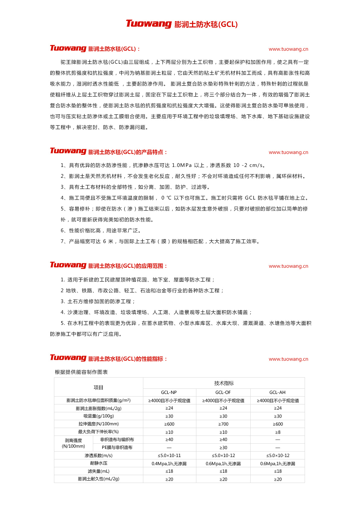 膨潤土防水毯(GCL)