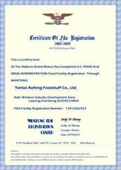 FDA registration certificate