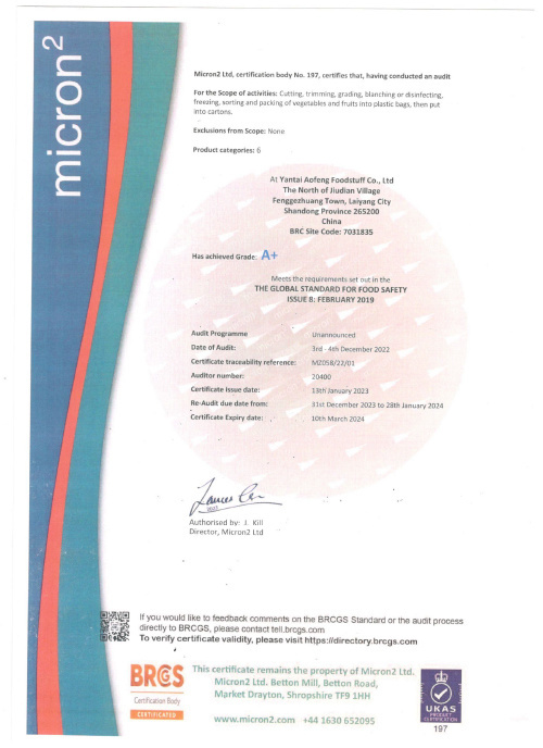 BRC certificate