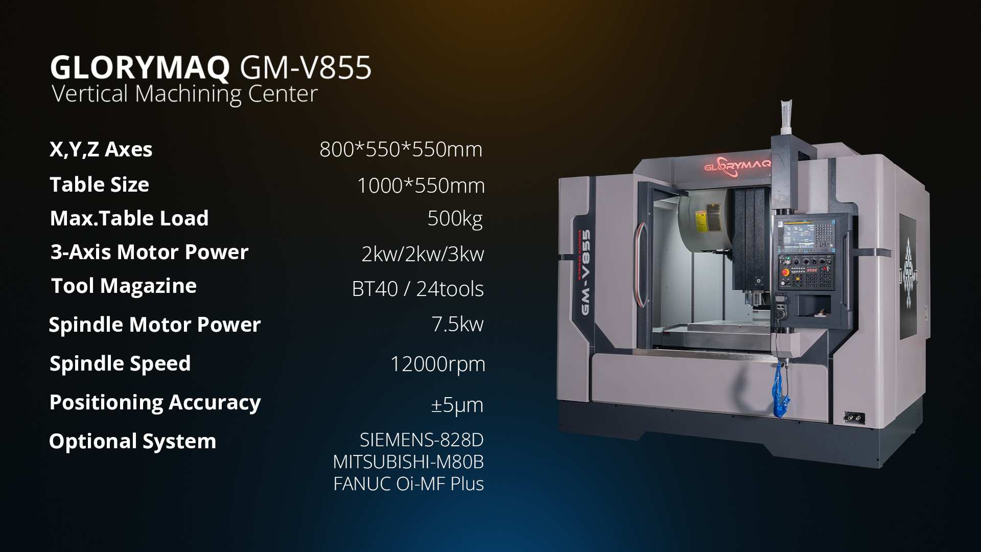 Glorymaq V855 CNC Vertical Machining Center