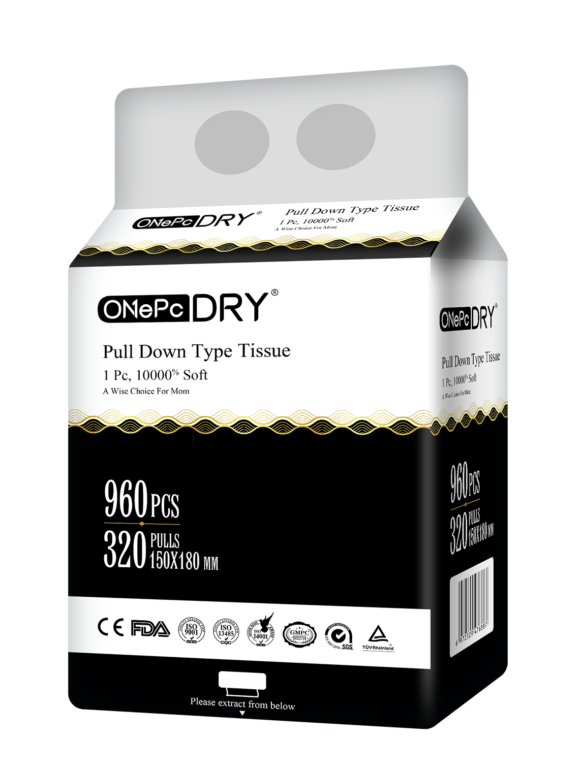 Wholesale 15*18cm Tissue Paper Disposable Wet Dry Dual Use Free Sample Pull Down Type Tissue